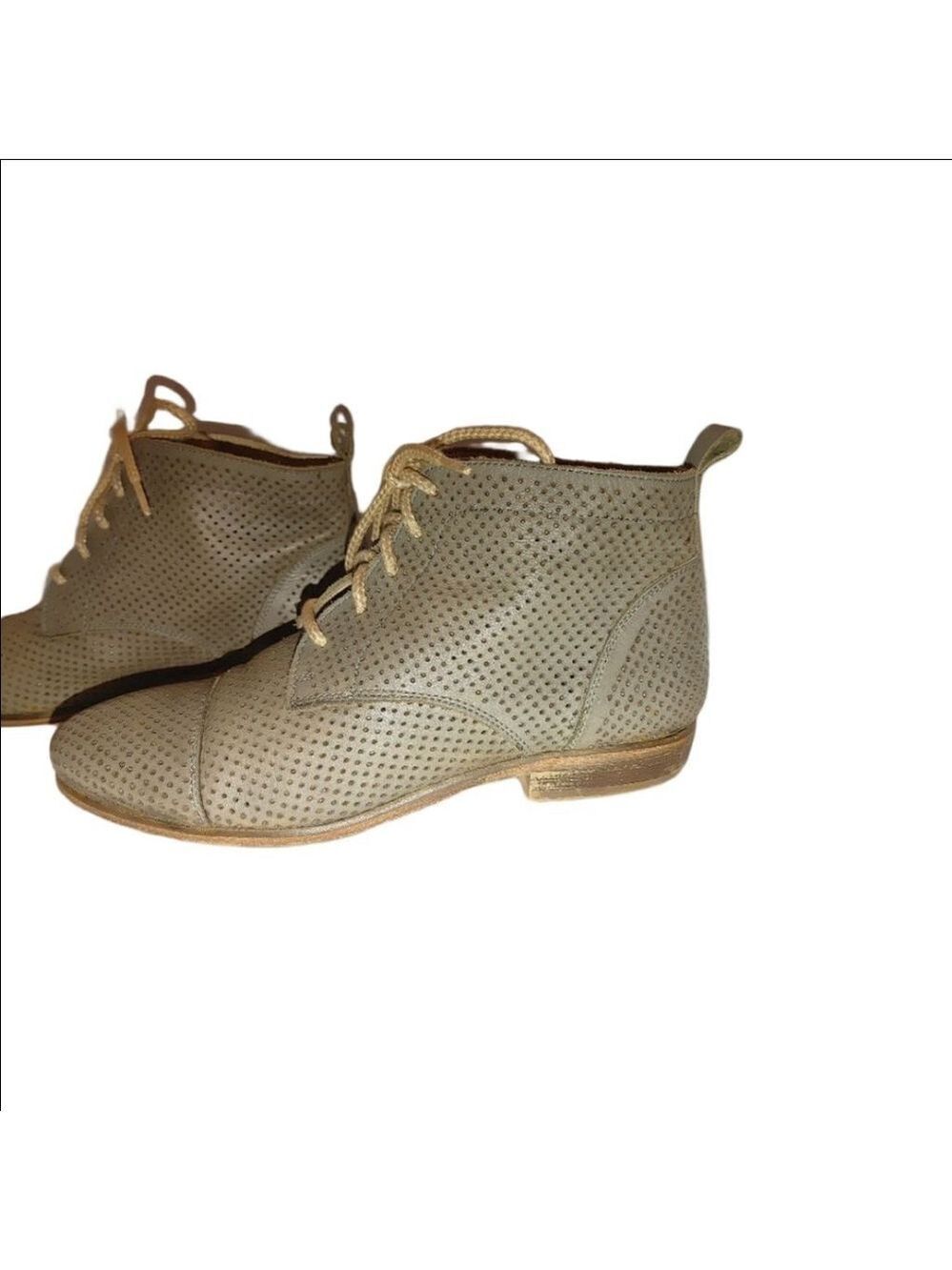 Sheridan Mia Vero Cuoio Perforated Leather Lace up Boots Size 39